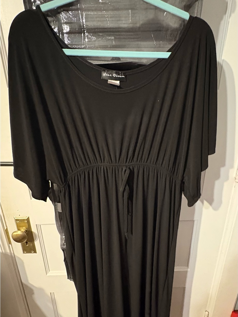 Star Vixen Black Drawstring Waist Maxi Dress